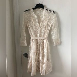 Maje Engagement party, bridal shower, rehearsal dinner white lace dress size 38